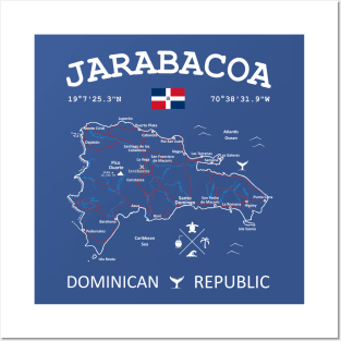 Jarabacoa Dominican Republic Flag Travel Map Coordinates GPS Posters and Art